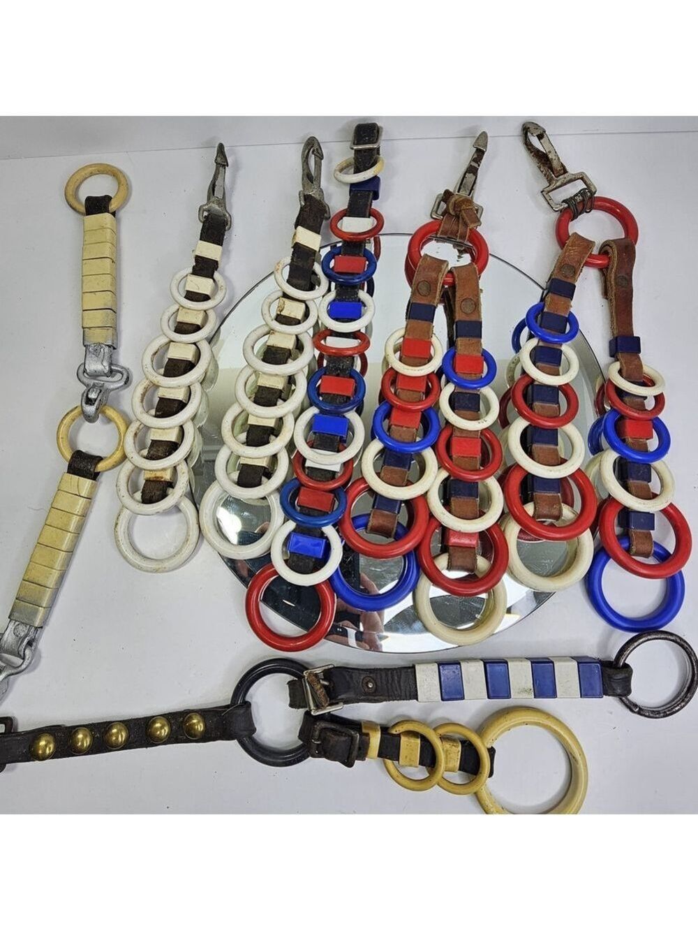Vintage Equine Parade Red White Blue Harness Spreader Rings Mardi Gras Horse